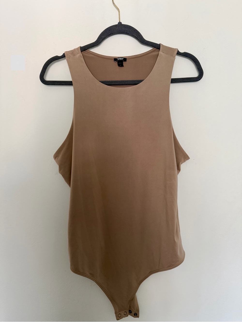 Express Sleeveless Beige Body Contour Bodysuit Top - Classic Tank Style - XL